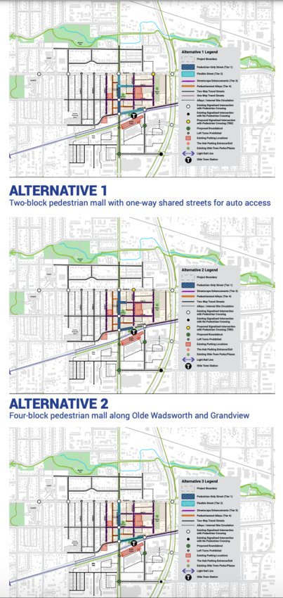 Three possible proposals for Olde Town street closures.